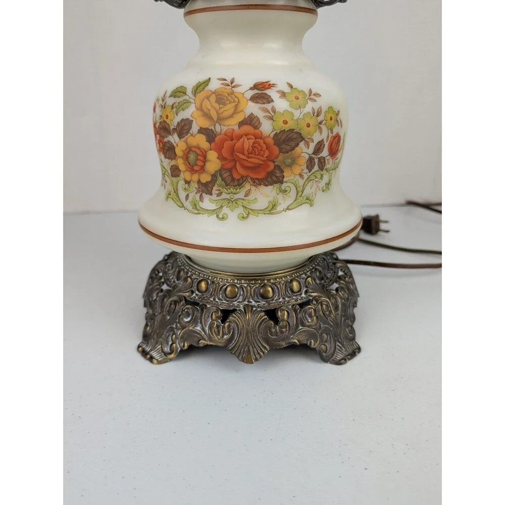 Vintage Gone With The Wind Hurricane 3-WayTable Lamp Brass Base 24" quoizel 1973 - Picture 2 of 8